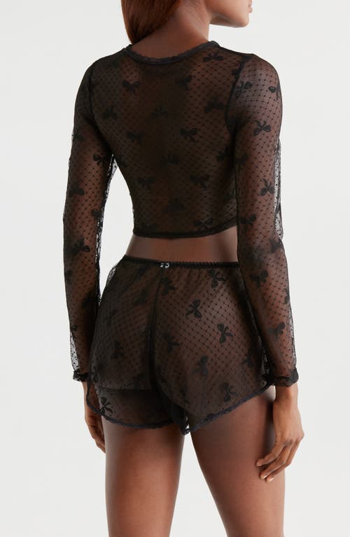 Kilo Brava Bow Dotted Mesh Crop Top In Black