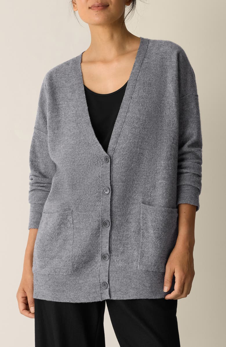 Eileen Fisher Wool Cardigan, Main, color, Ash