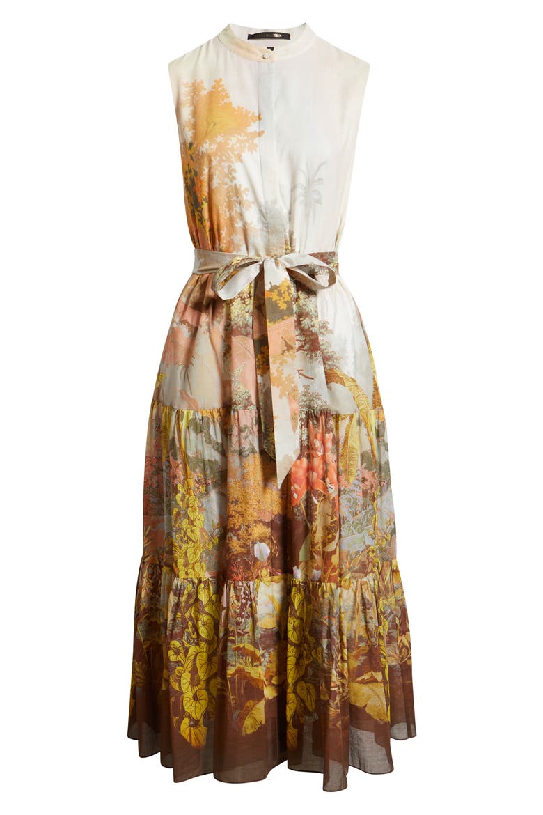Jill Placed Print Sleeveless Cotton Shirtdress, Alternate, color, CORAL MULTI