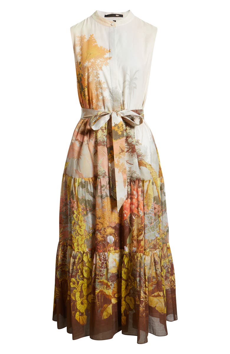 KOBI HALPERIN Jill Placed Print Sleeveless Cotton Shirtdress, Alternate, color, Coral Multi