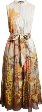 KOBI HALPERIN Jill Placed Print Sleeveless Cotton Shirtdress