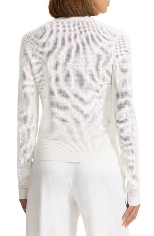 Theory Mini Pointelle Stitch Long-sleeve Pullover Top In White