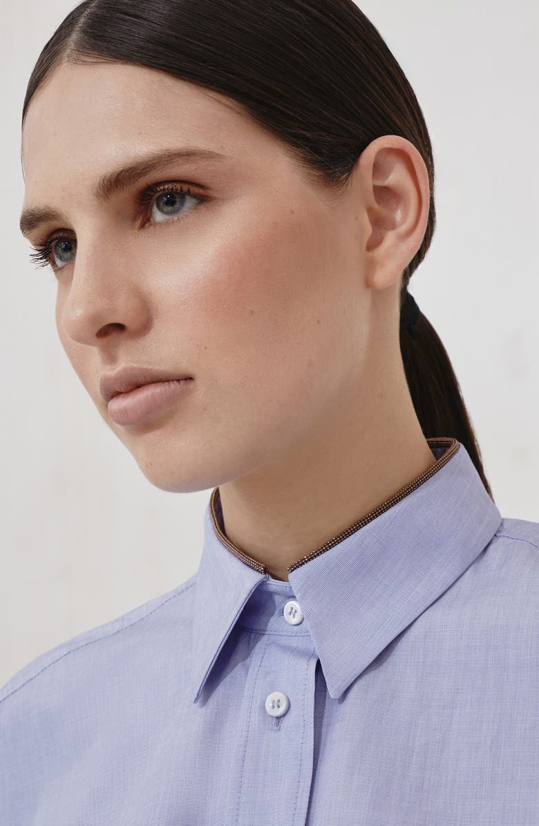 Brunello Cucinelli Cotton shirt with monili, Alternate, color, Azure