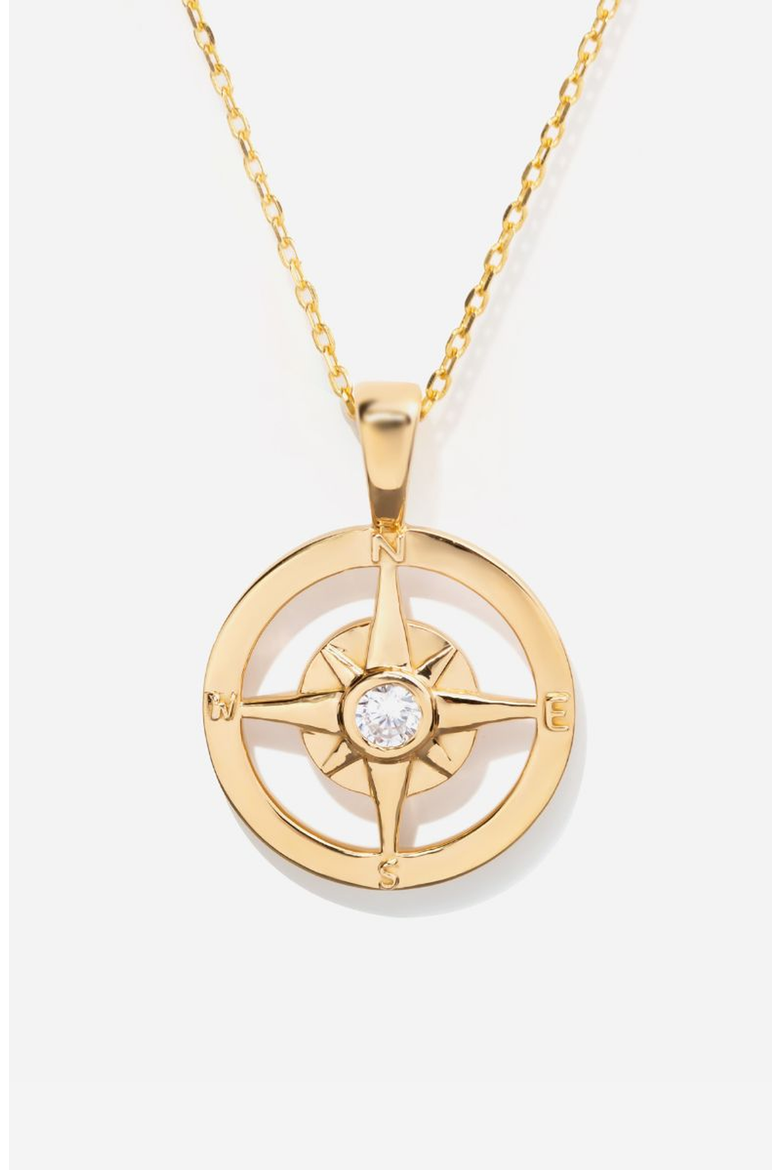 Compass Pendant Necklace, Main, color, Gold