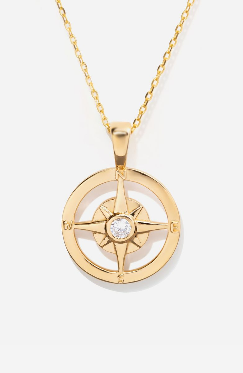 Little Sky Stone Compass Pendant Necklace, Main, color, Gold