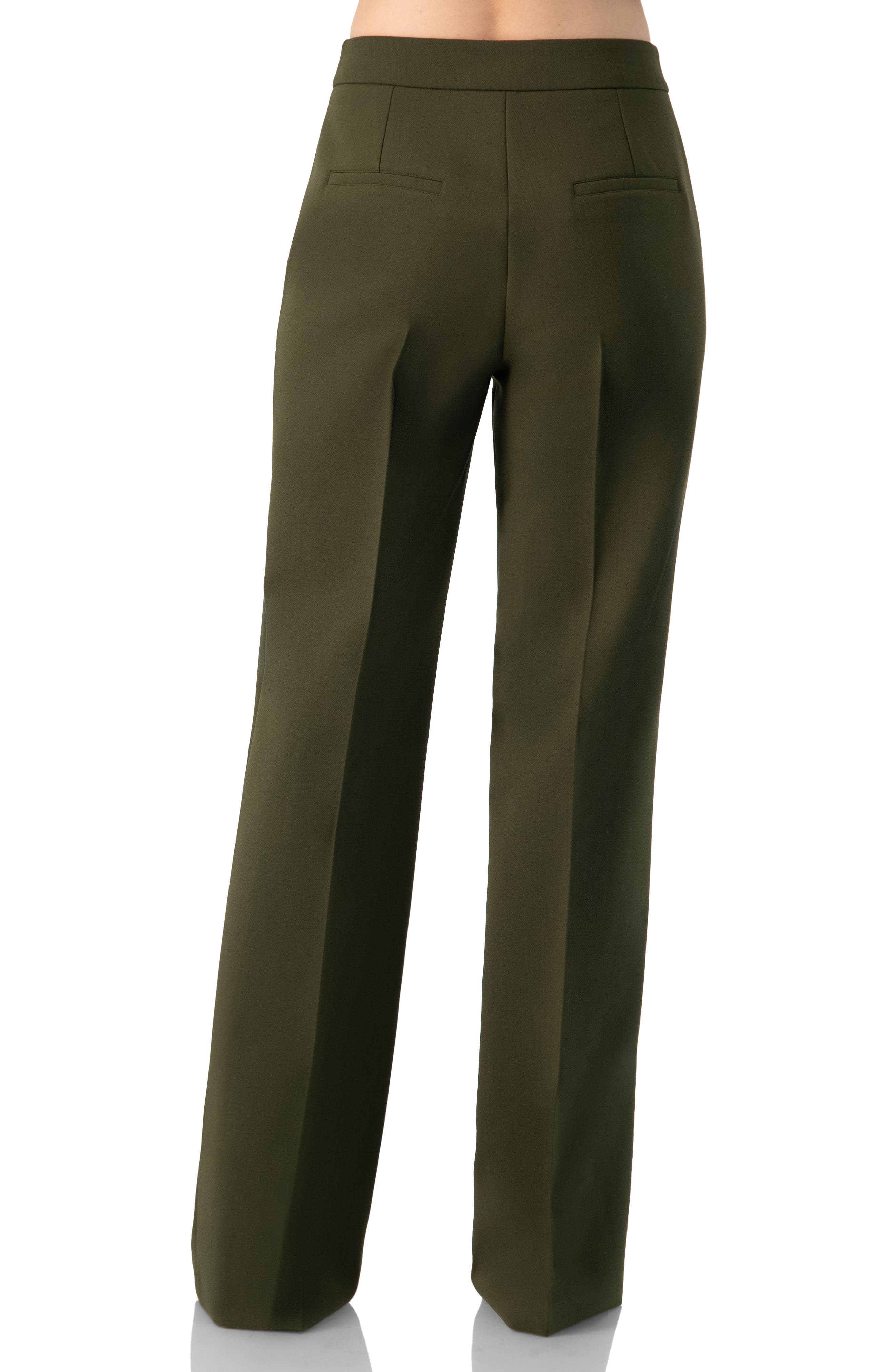 Straight Solid Gabardine Trousers - image 2