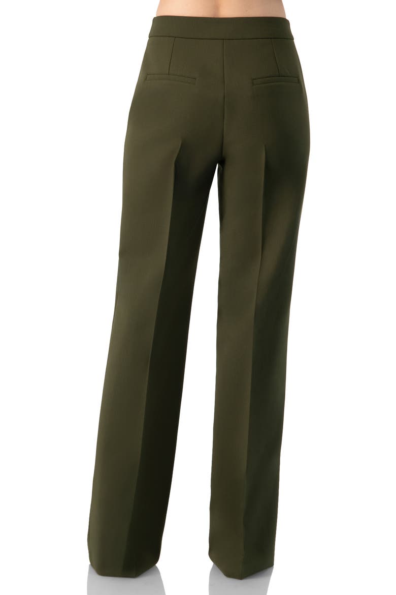 Straight Solid Gabardine Trousers, Alternate, color, Green