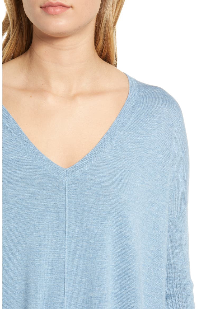 Everyday V-Neck Sweater, Alternate, color, BLUE CASHMERE HEATHER