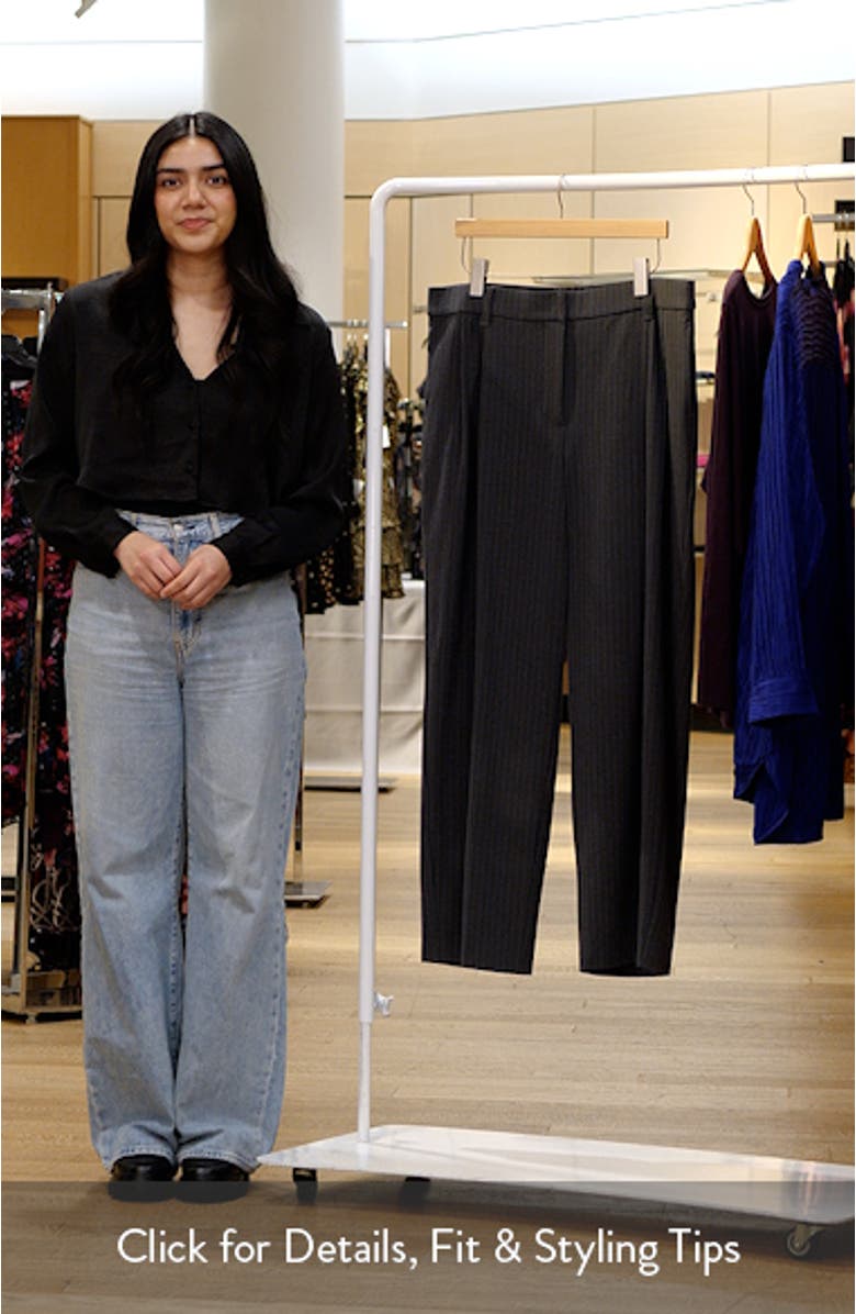 Pinstripe Ultra Skyrise Pleated Wide Leg Pants, sales video thumbnail
