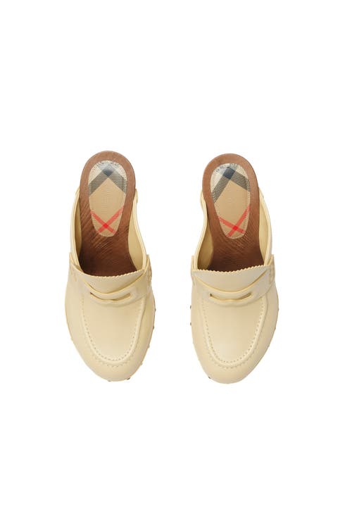 Burberry Leather Potter Clogs In Bake