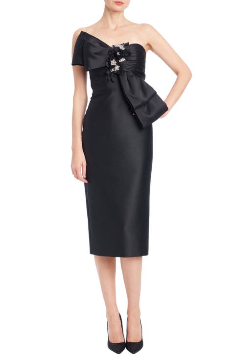 Beaded Bow Mikado Cocktail Dress