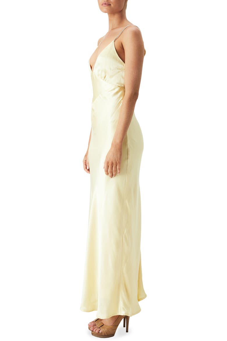 Capri Diamanté Strap Satin Slip Dress, Alternate, color, CANARY YELLOW