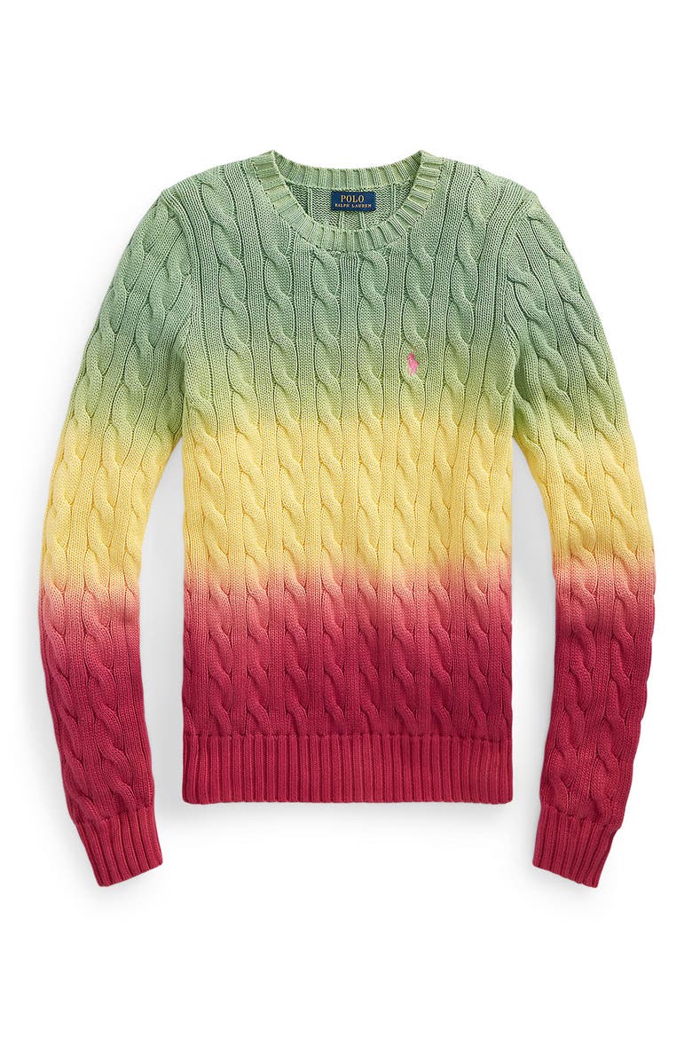 Tie Dye Stripe Cotton Cable Sweater, Alternate, color, MULTI