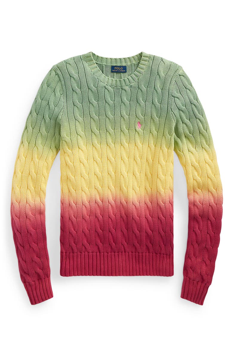 Polo Ralph Lauren Tie Dye Stripe Cotton Cable Sweater, Alternate, color,