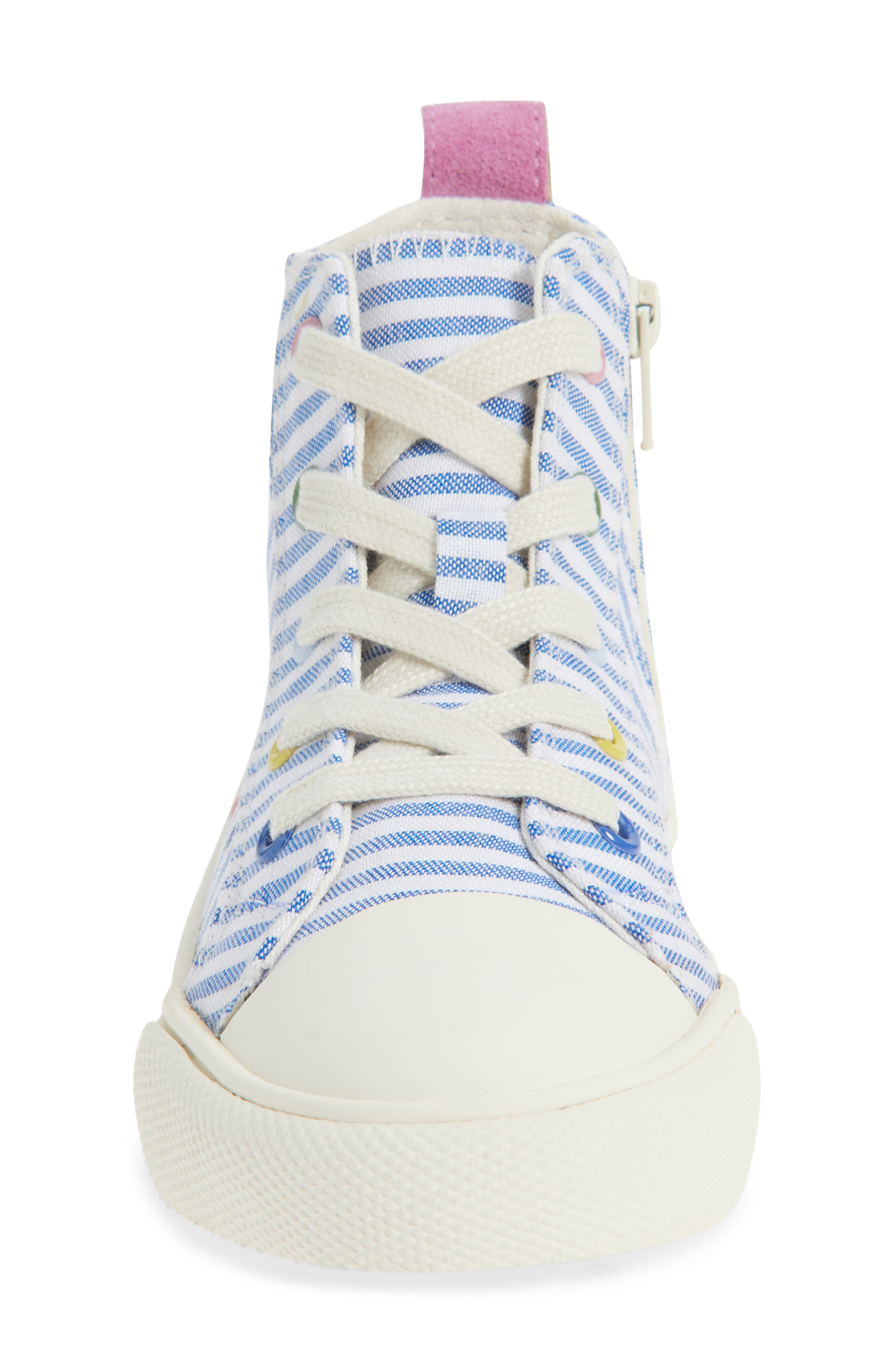Mini Boden Kids' High Top Sneaker, Alternate, color, Stripe Patches