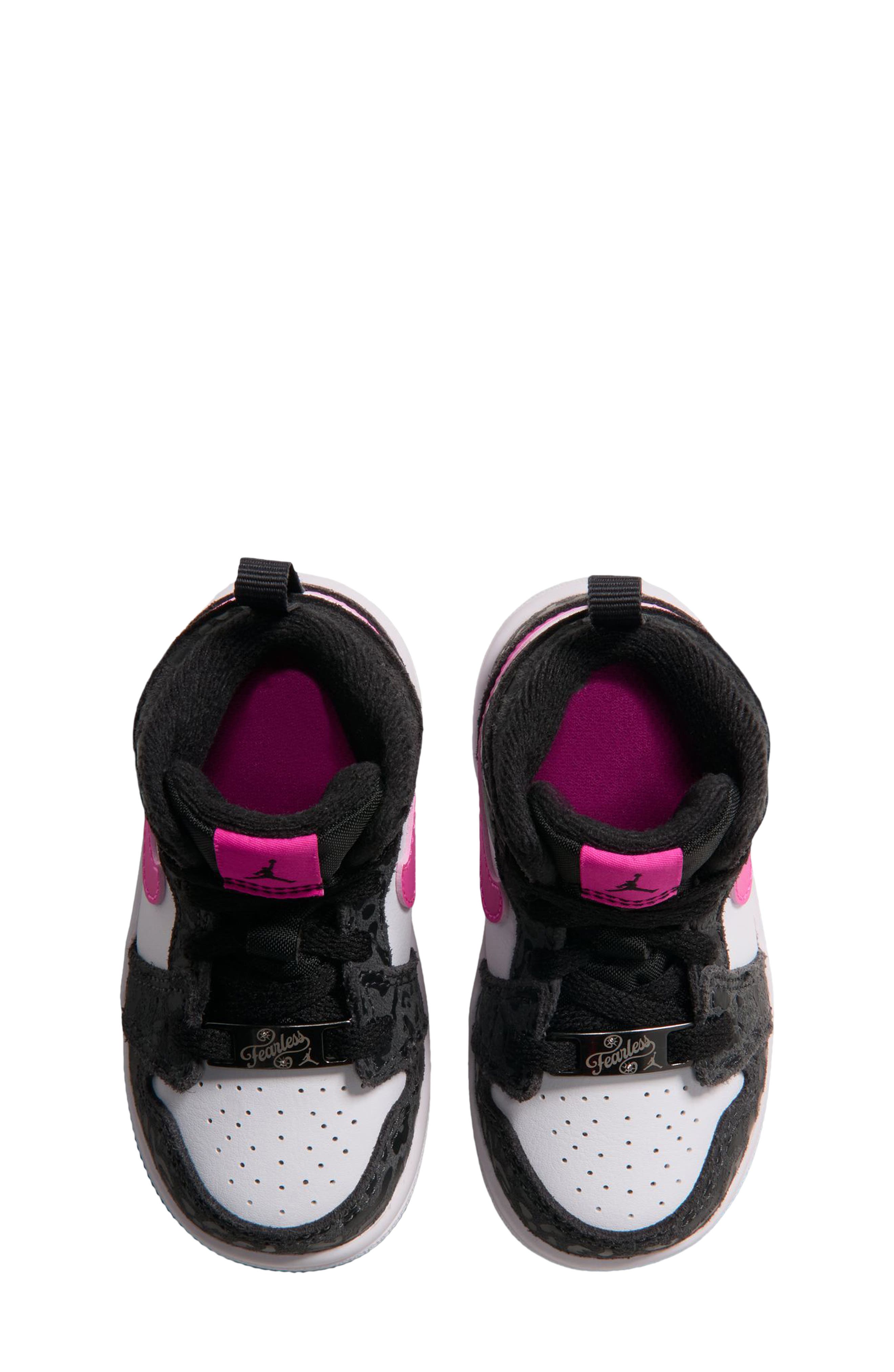 Kids' Jordan 1 Mid SE Basketball Sneakert, Alternate, color, 001 BLACK/LSRFCS