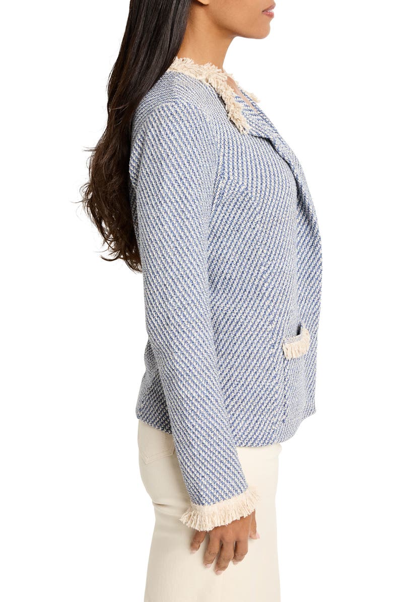 NIC+ZOE Neutral Fringe Trim Knit Jacket, Alternate, color, Blue Multi