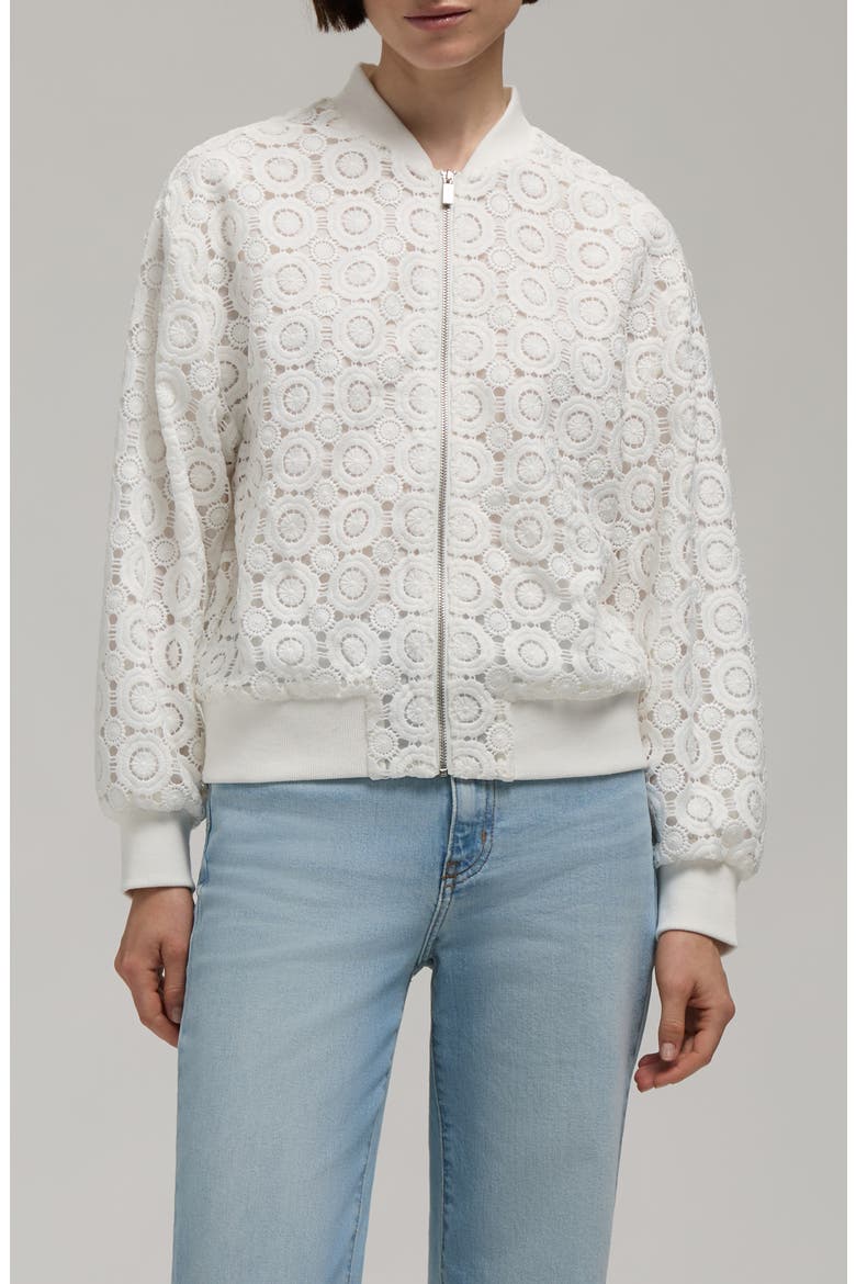 Cropped Crochet Bomber Jacket, Main, color, SNOW-WHITE