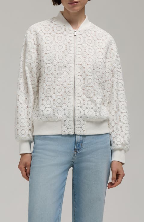Cropped Crochet Bomber Jacket