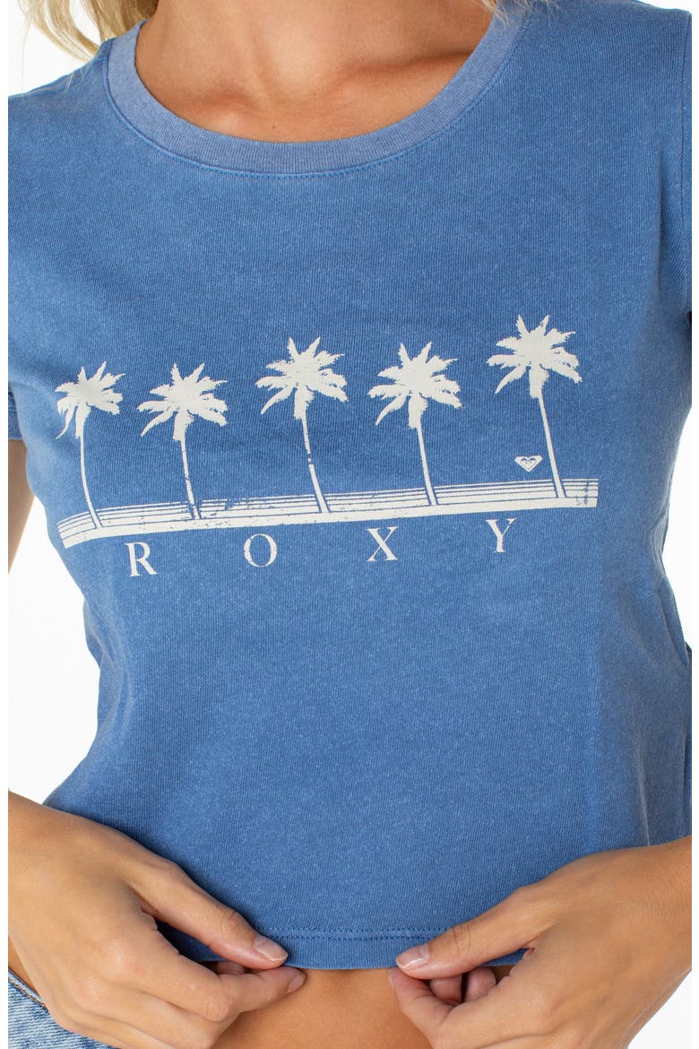 Five Palm Stripe Graphic Crop T-Shirt, Alternate, color, BLUE HORIZON