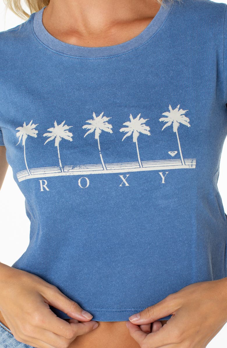 Roxy Five Palm Stripe Graphic Crop T-Shirt, Alternate, color, 