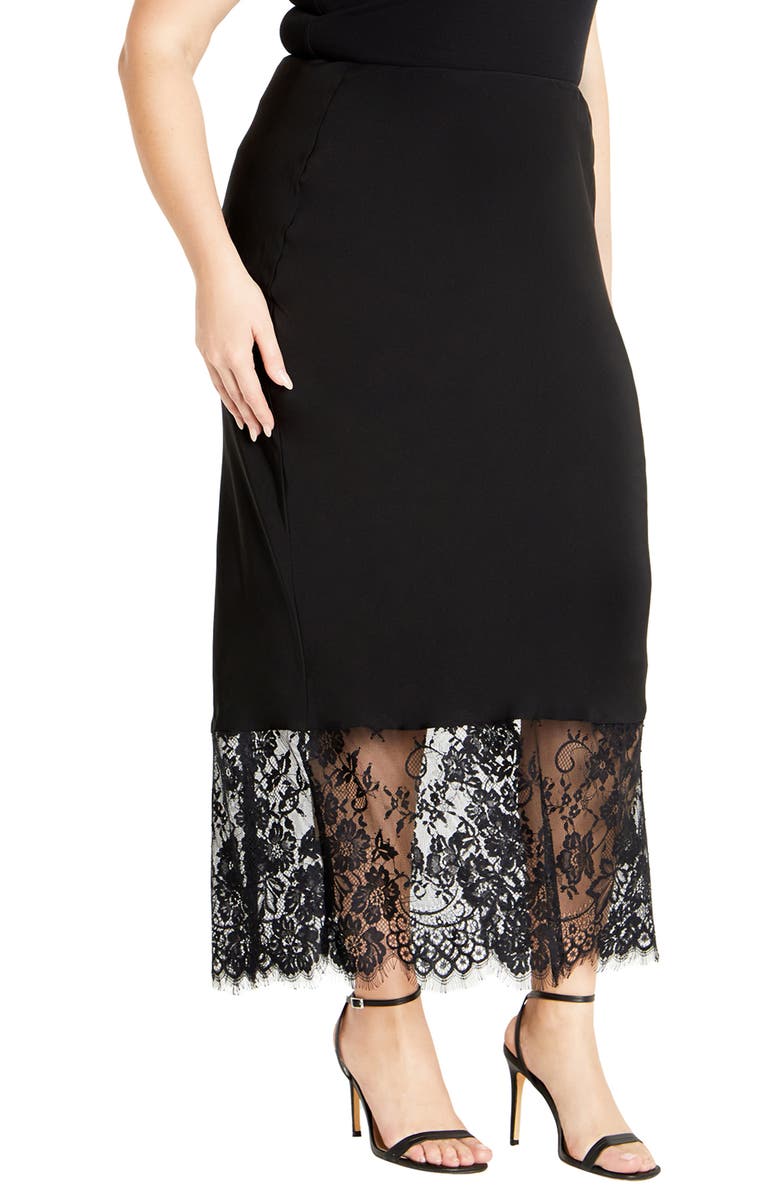 City Chic Fay Lace Hem Maxi Skirt, Alternate, color, 