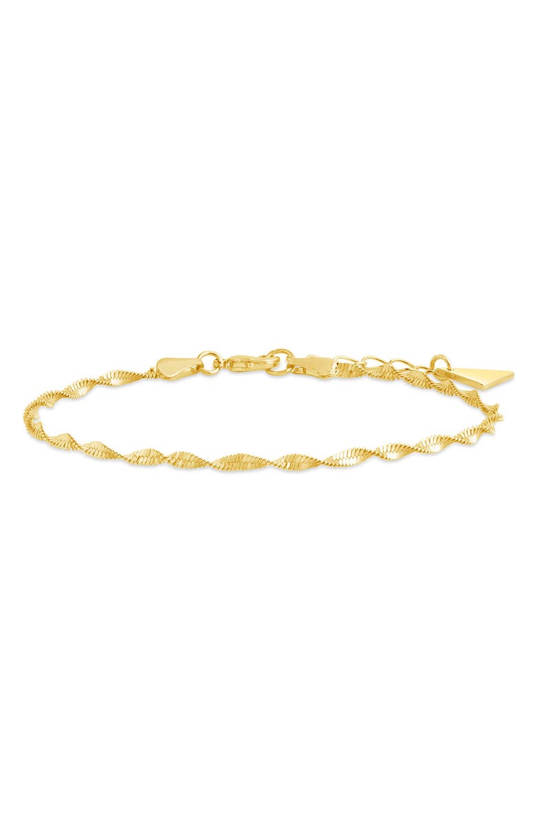Sterling Forever Blakely Twisted Flat Snake Chain Bracelet, Alternate, color, Gold