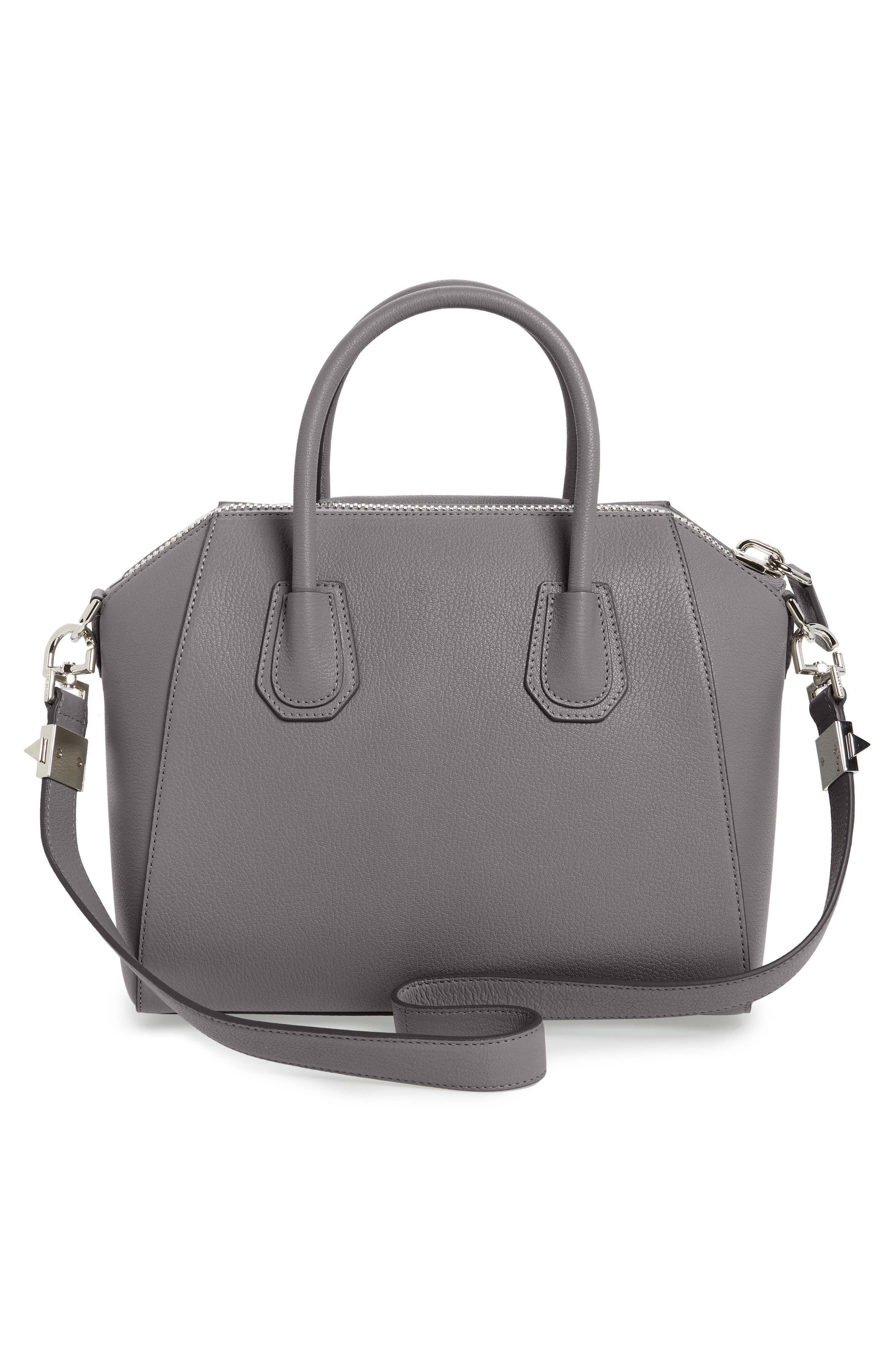 Small Antigona Leather Satchel, Alternate, color, HEATHER GREY