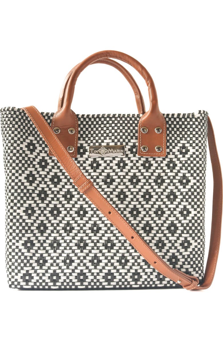 Tin Marin Panda Large Woven Crossbody Bag, Main, color, Tan Leather Straps
