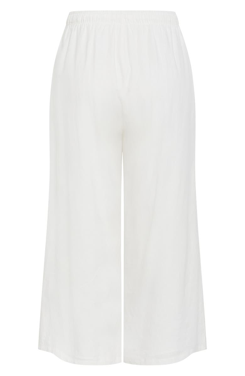 City Chic Holly Wide Leg Linen Blend Drawstring Pants, Alternate, color, Ivory