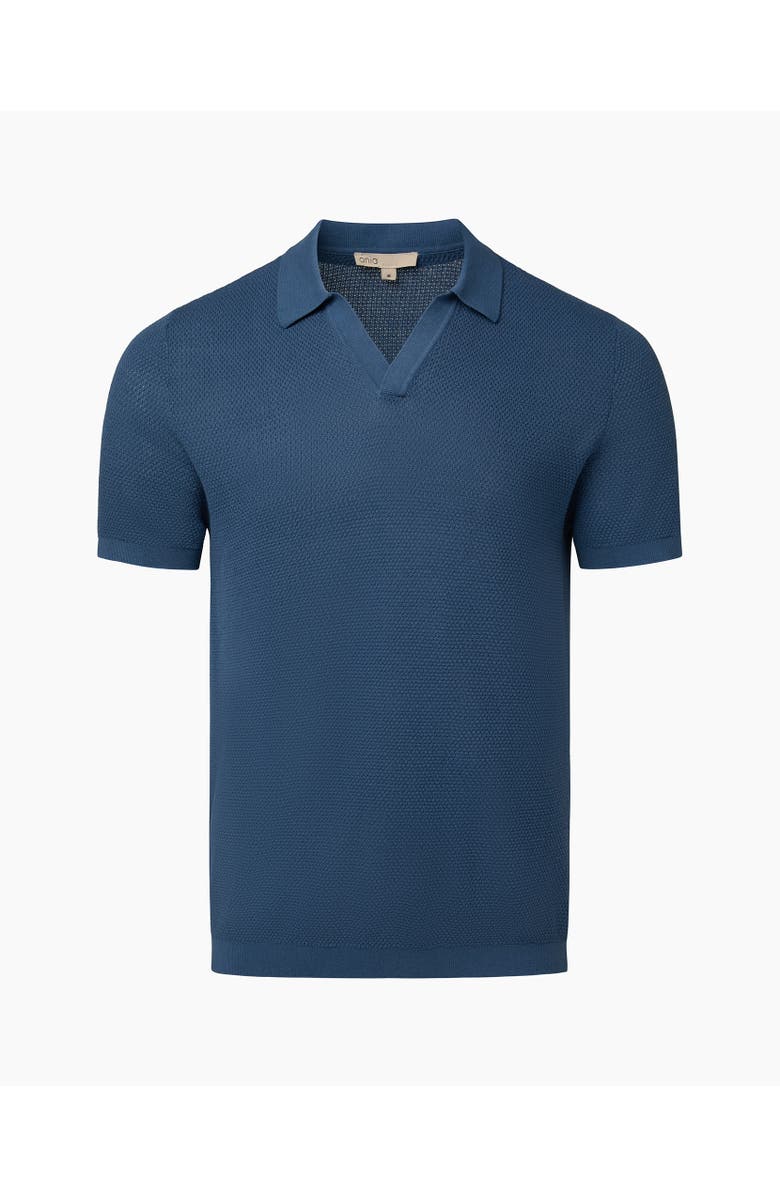Onia Cotton Textured Johnny Collar Polo, Alternate, color, Vintage Indigo
