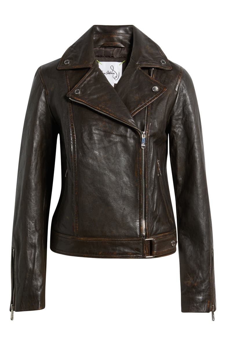 Sam Edelman Leather Moto Jacket, Alternate, color, Dark Brown