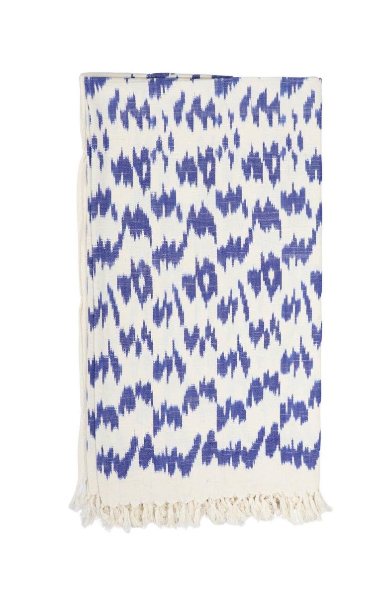 Passion Lilie Throw Blanket in Ikat, Main, color, Blue