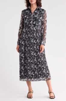 Lavina Pleated Long Sleeve Dress
