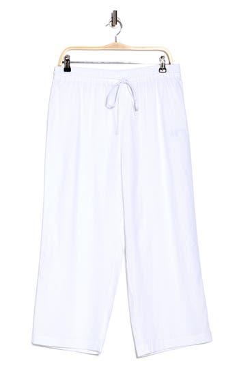 Dkny Drawstring Waist Linen Blend Pants In White