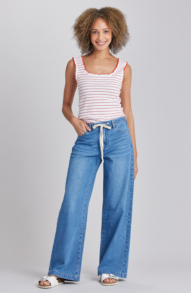 UNIONBAY Soleil Tie Waist Wide Leg Jeans, Alternate, color, Tulum
