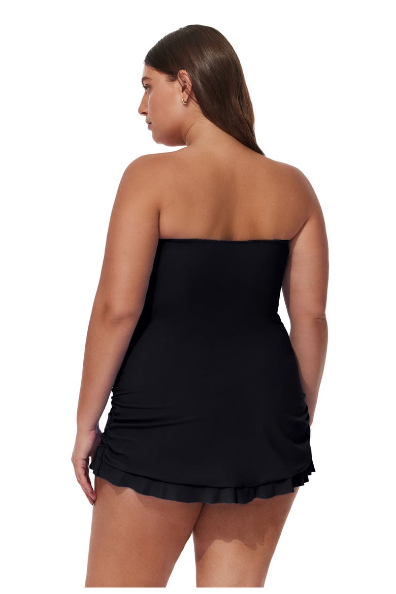 Tutti Frutti Plus Size Bandeau Swimdress, Alternate, color, Black