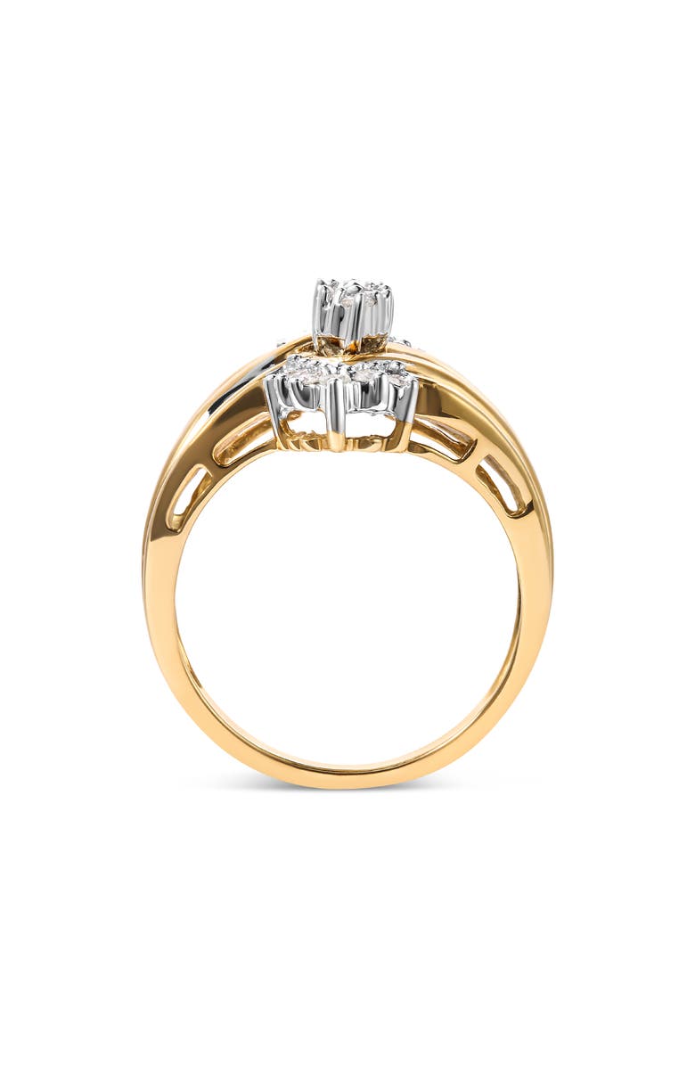 Haus of Brilliance 10K Two-Toned 1/2 Cttw Composite Pear Head Diamond Ring, Alternate, color, Yellow