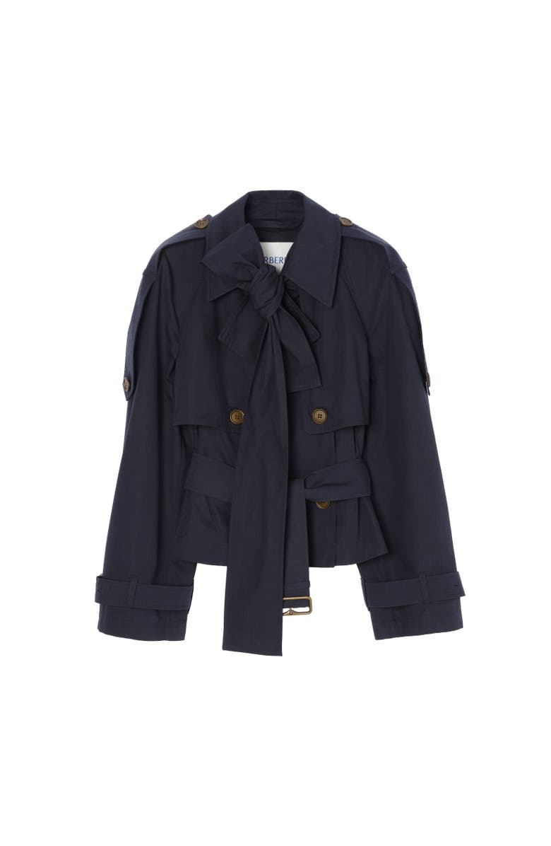 Burberry Short Canvas Trerose Trench Coat, Alternate, color, Silhouette Blue