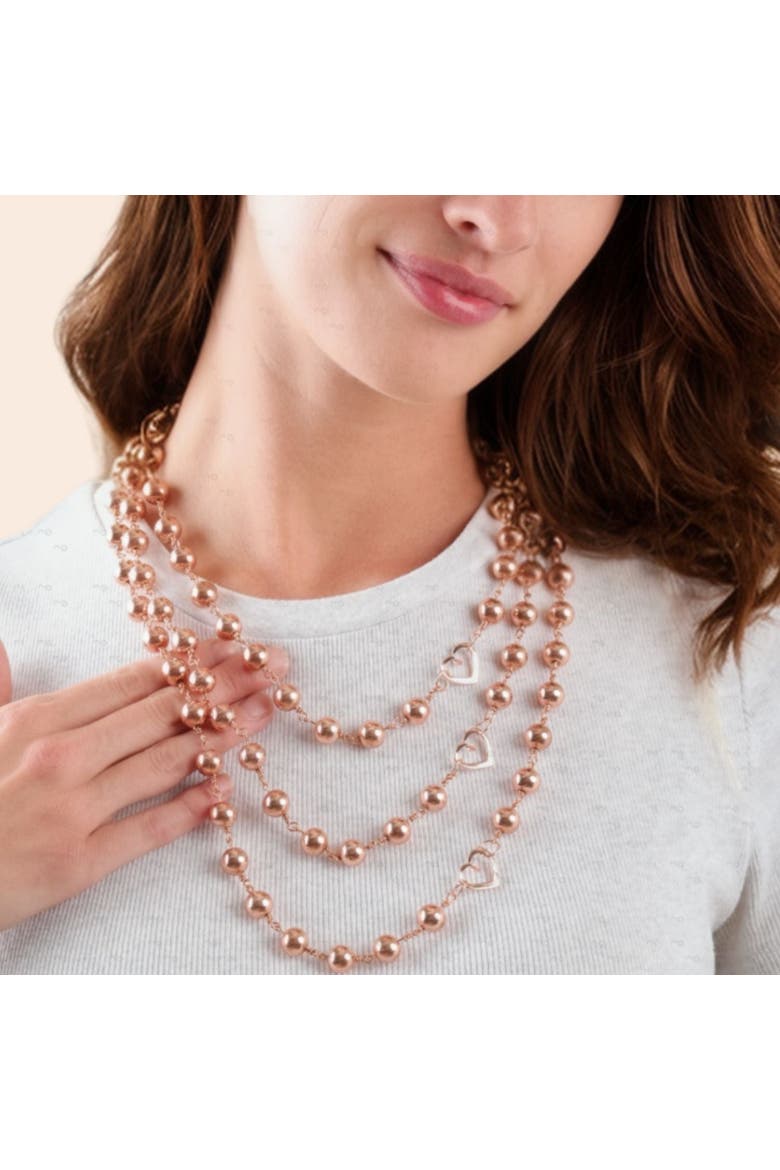Rose Hematite 3-Layer Socialite Necklace, Alternate, color, Rose