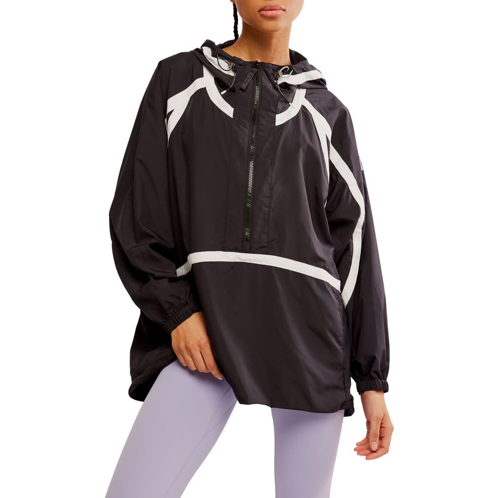 Free People Cares Like The Wind Logo Jacket In Black Logo Combo In Black