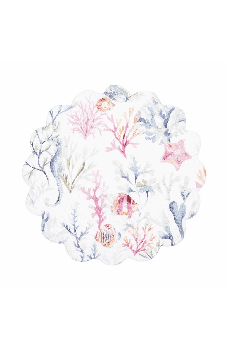 C&F Home Nori Coral Round Placemats Set of 6, 17", Alternate, color, Blue