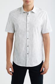 Bugatchi Miles OoohCotton® Printed Short Sleeve Button-Up Shirt