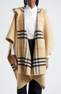 Burberry Check/EKD Reversible Hooded Cashmere Cape