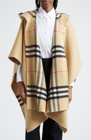Burberry Check/EKD Reversible Hooded Cashmere Cape