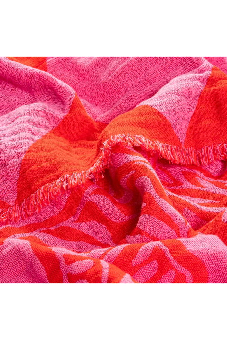Costa Double-faced Fringed Statement Bedding, Alternate, color, Red