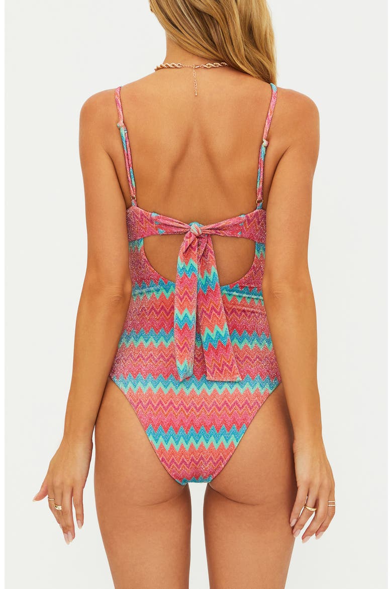 Lindy Cutout One-Piece Swimsuit, Alternate, color, STRAWBERRY ICE CHEVRON