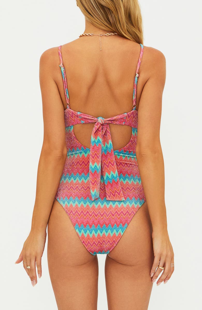 Beach Riot Lindy Cutout One-Piece Swimsuit, Alternate, color, Strawberry Ice Chevron