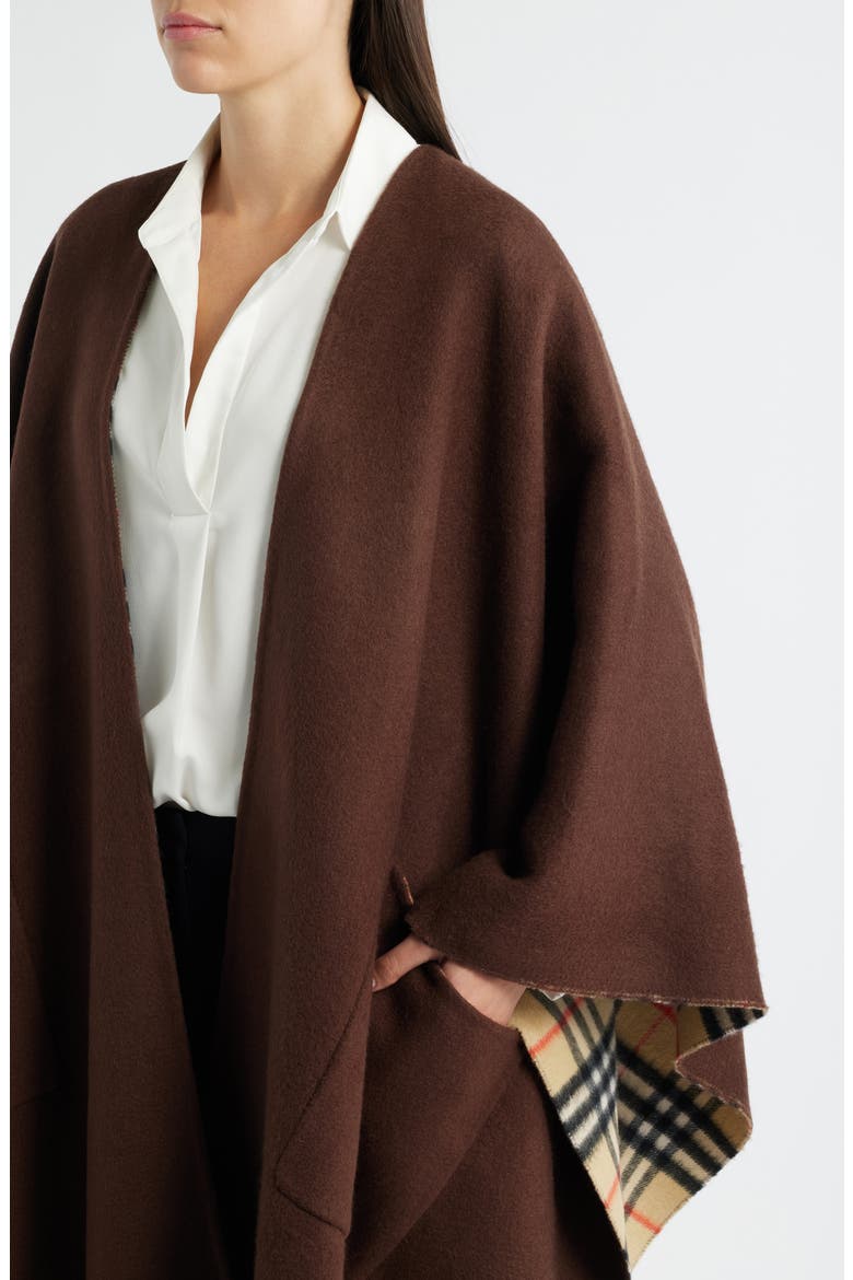 Wool & Cashmere Reversible Cape, Alternate, color, TREACLE BROWN