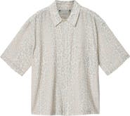 AllSaints Cruz Leopard Print Linen & Cotton Button-Up Shirt